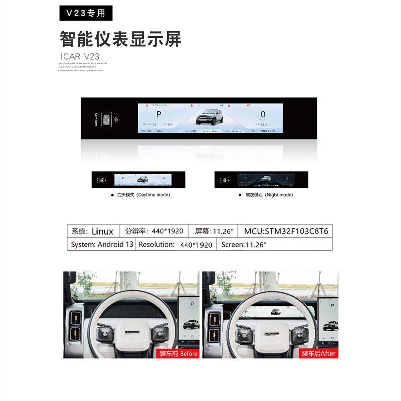 Suitable for Chery ICAR V23 LCD display instrument panel assembly dedicated modification accessories supplies accessories